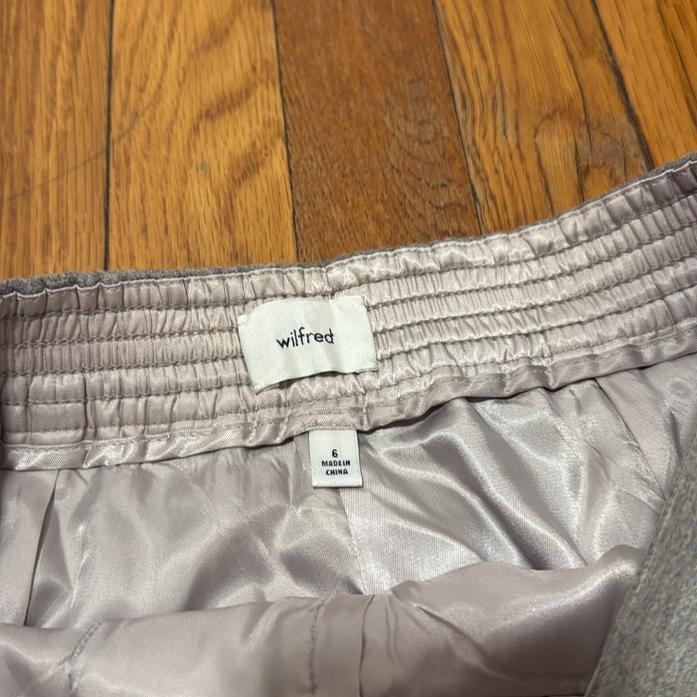 Wilfred Aritzia easy wide leg trouser pant WOOL CASHMERE blend gray melange 6 - Picture 3 of 7